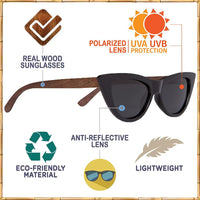 Woodies Cat Eye Black Sunglasses with Polarized Lenses