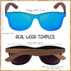 Woodies Oversize Flat Lens Mirrored Walnut Wood Polarized Sunglasses