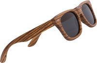 Woodies Polarized All-Wood Zebra Wood Sunglasses for Men and Women | Dark Lenses and Real Wooden Frame | 100% UVA/UVB Ray Protection