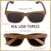 Woodies Polarized All-Wood Zebra Wood Sunglasses for Men and Women | Dark Lenses and Real Wooden Frame | 100% UVA/UVB Ray Protection