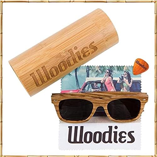 Woodies Polarized All-Wood Zebra Wood Sunglasses for Men and Women | Dark Lenses and Real Wooden Frame | 100% UVA/UVB Ray Protection