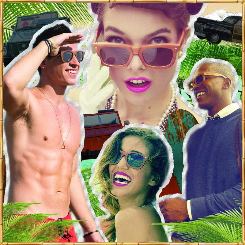 Woodies Polarized All-Wood Zebra Wood Sunglasses for Men and Women | Dark Lenses and Real Wooden Frame | 100% UVA/UVB Ray Protection