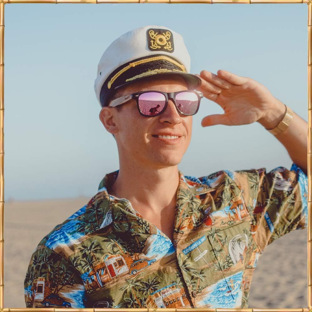 Woodies Zebra Wood Sunglasses with Mirrored Polarized Lens and Wooden Frame for Men and Women | 100% UVA/UVB Protection