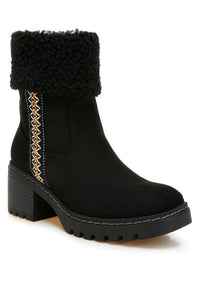 Woolly Faux Fur & Embroidery Detail Boots- Boho Chic Styles by Reef Love