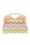 faux wood carry clutch multi color