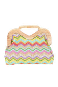 faux wood carry clutch multi color