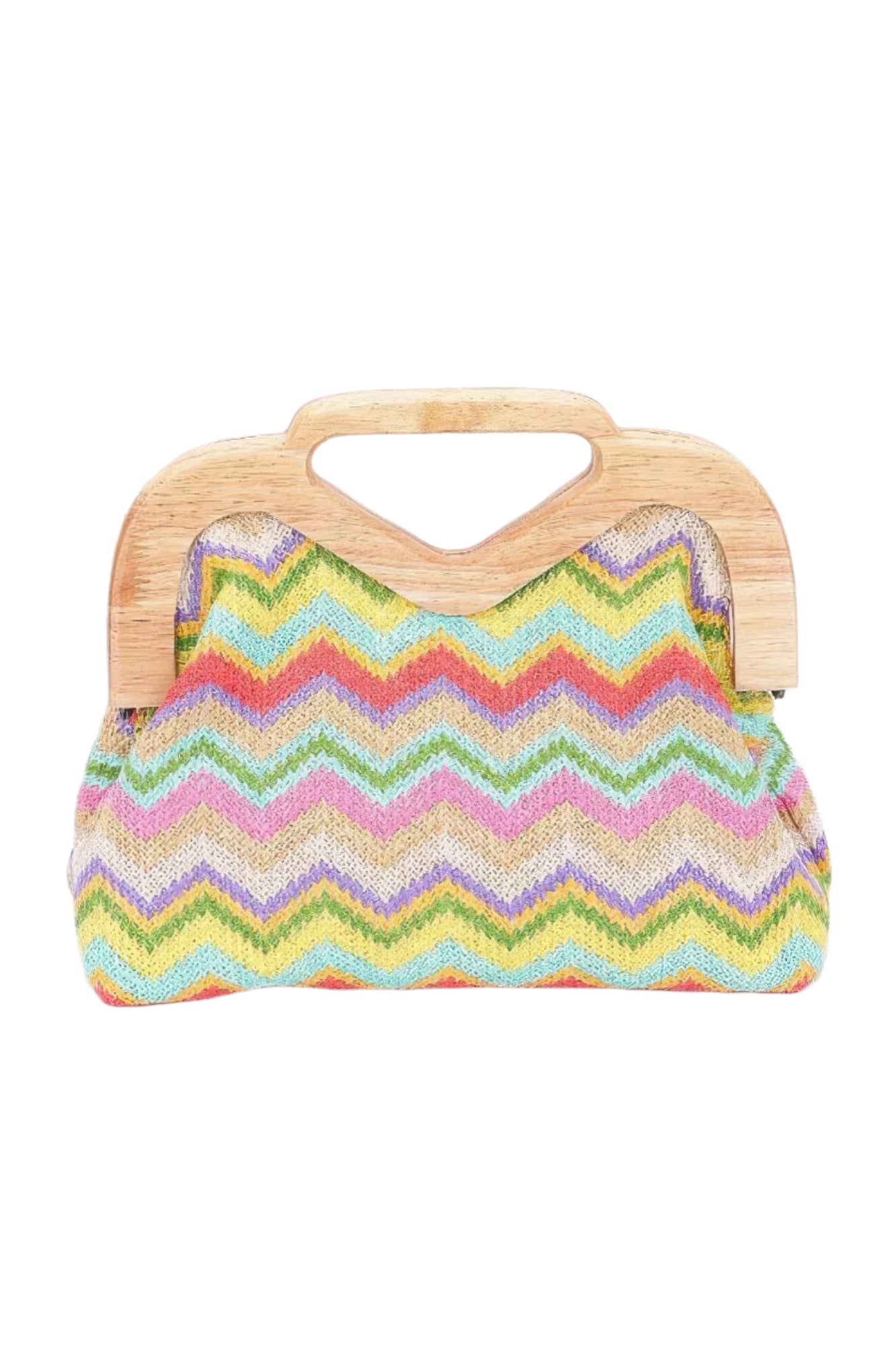 faux wood carry clutch multi color