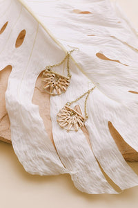Woven Rattan Drop Chain Hook Earrings