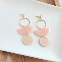 Wren Earrings - Blush & Linen-Wren Earrings - Blush & Linen Wren is a statement dangle style that features multiple colors that blend perfectly together. 18k gold-plated stainless steel posts.