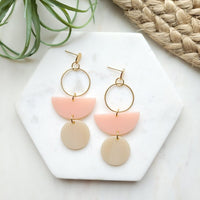Wren Earrings - Blush & Linen-Wren Earrings - Blush & Linen Wren is a statement dangle style that features multiple colors that blend perfectly together. 18k gold-plated stainless steel posts.