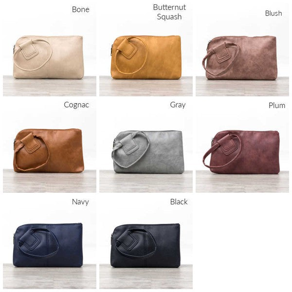 Wristlet Clutch-Chic vegan leather wristlet clutch with O-ring handle, zipper closure, and inner pockets. Perfect for everyday, travel, and date night looks.-Reef Love