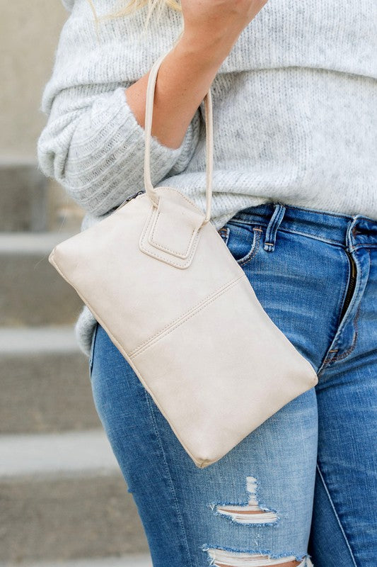 Wristlet Clutch-Chic vegan leather wristlet clutch with O-ring handle, zipper closure, and inner pockets. Perfect for everyday, travel, and date night looks.-Reef Love
