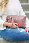 Wristlet Clutch-Chic vegan leather wristlet clutch with O-ring handle, zipper closure, and inner pockets. Perfect for everyday, travel, and date night looks.-Reef Love