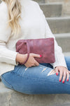 Wristlet Clutch-Chic vegan leather wristlet clutch with O-ring handle, zipper closure, and inner pockets. Perfect for everyday, travel, and date night looks.-Reef Love