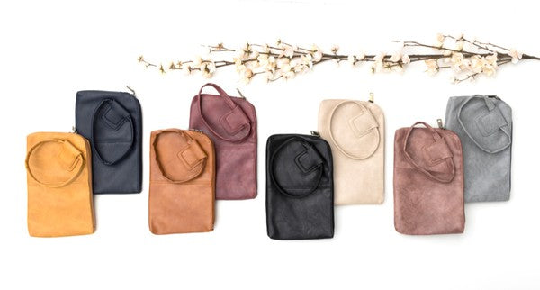 Wristlet Clutch-Chic vegan leather wristlet clutch with O-ring handle, zipper closure, and inner pockets. Perfect for everyday, travel, and date night looks.-Reef Love