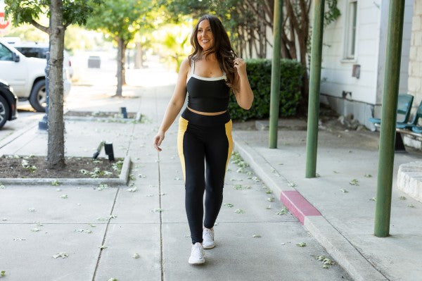 Yasmine Yellow Panel Leggings-Reef Love