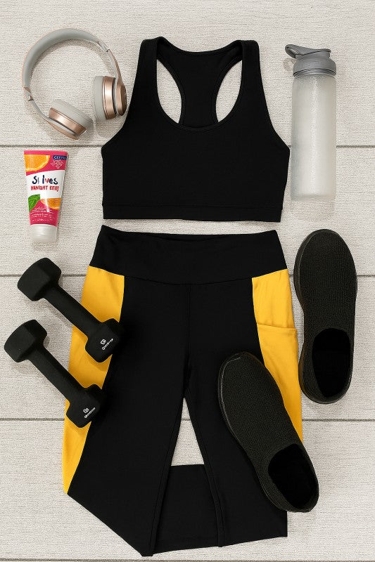 Yasmine Yellow Panel Leggings-Reef Love