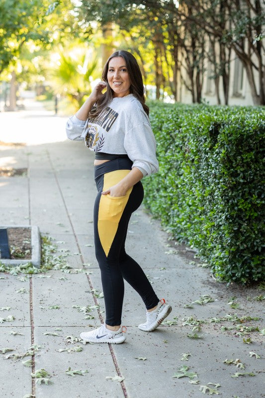 Yasmine Yellow Panel Leggings-Reef Love