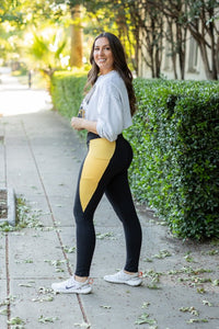 Yasmine Yellow Panel Leggings-Reef Love