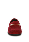 Shop Zaara Faux Suede Slip-On Loafers-Solid faux suede loafers with a classic metal buckle & low heel. Slip-on, round toe design perfect for workdays, casual outings & timeless everyday style.-available at Reef Love online boho-chic boutique