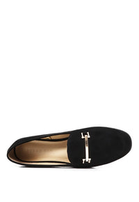 Shop Zaara Faux Suede Slip-On Loafers-Solid faux suede loafers with a classic metal buckle & low heel. Slip-on, round toe design perfect for workdays, casual outings & timeless everyday style.-available at Reef Love online boho-chic boutique