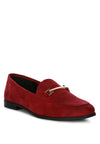 Shop Zaara Faux Suede Slip-On Loafers-Solid faux suede loafers with a classic metal buckle & low heel. Slip-on, round toe design perfect for workdays, casual outings & timeless everyday style.-available at Reef Love online boho-chic boutique