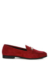 Shop Zaara Faux Suede Slip-On Loafers-Solid faux suede loafers with a classic metal buckle & low heel. Slip-on, round toe design perfect for workdays, casual outings & timeless everyday style.-available at Reef Love online boho-chic boutique