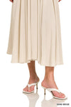 Zenana Woven Crinkle Gauze Crop Tee and Skirt Set, Sand Beige