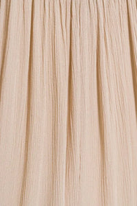 Zenana Woven Crinkle Gauze Crop Tee and Skirt Set, Sand Beige