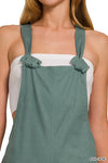 Zenana Woven Knot Strap Cropped Overalls
