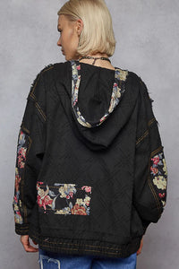 Zip Up Floral and Lace Patch Bomber Jacket-Jacket-Reef Love