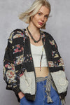 Zip Up Floral and Lace Patch Bomber Jacket-Jacket-Reef Love