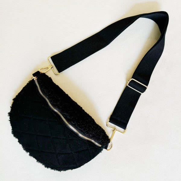 Fuzzy Quilted Luxe Crossbody Sling Bag