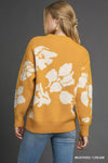 Floral Oversized Long Sleeve Sweater, Mustard