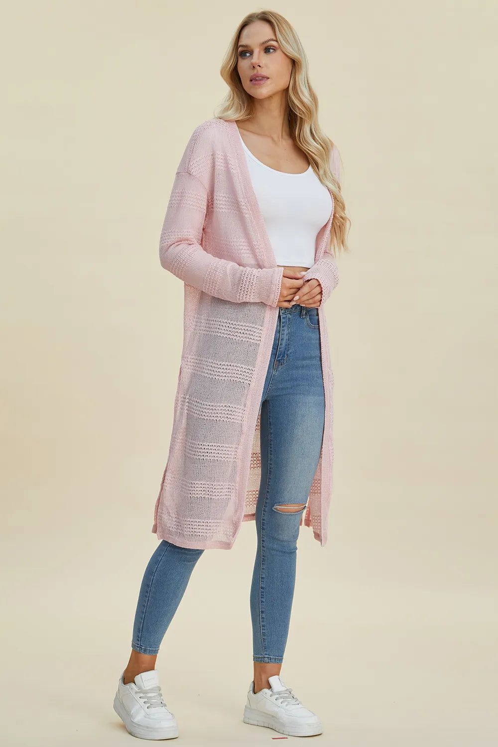 Lightweight Open Front Longline Cardigan-Double Take-Reef Love