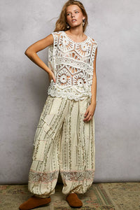 POL Openwork Floral Crochet Tank, Ivory-Tank Top-Reef Love