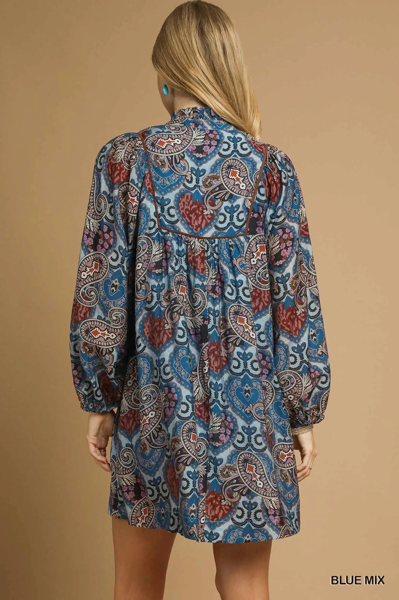Boho Mix Paisley Babydoll Dress
