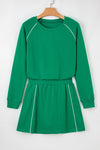 Contrast Piping Pullover and Mini Skirt Outfit Set-Reef Love