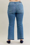 Judy Blue Full Size Mid Rise Slim Bootcut Tummy Control Release Hem Jeans Plus Size