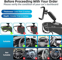Universal 360 Dashboard Cell Phone Holder, Upgrade Clip Car Phone Holder Mount for Dashboard 360 Degree Rotation Dash Board Phone Mount Fit for Iphone,Samsung,Google,Nokia, 4 to 7" Smartphones