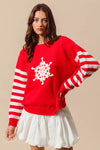 SO ME Christmas Snowflake Crochet Embellished Sweater