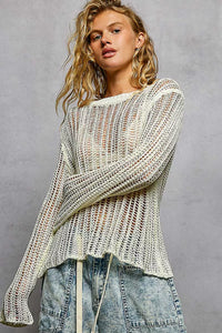 Openwork Knit Cover-Up Top-POL-Reef Love