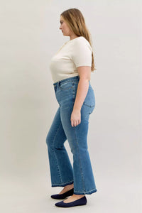 Judy Blue Full Size Mid Rise Slim Bootcut Tummy Control Release Hem Jeans Plus Size