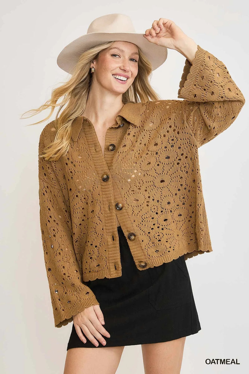 Oversized Crochet Knit Cardigan