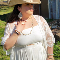 Narrow Cuff Bracelet with Genuine Freshwater Pearls-The Jewelry Junkie-Reef Love