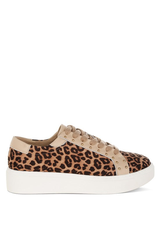 Flippin Studded Leopard Print Chunky Sneakers