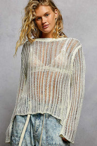 Openwork Knit Cover-Up Top-POL-Reef Love