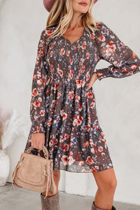 Floral Mesh Long Sleeve Mini Dress-JUNIPER BLVD-Reef Love