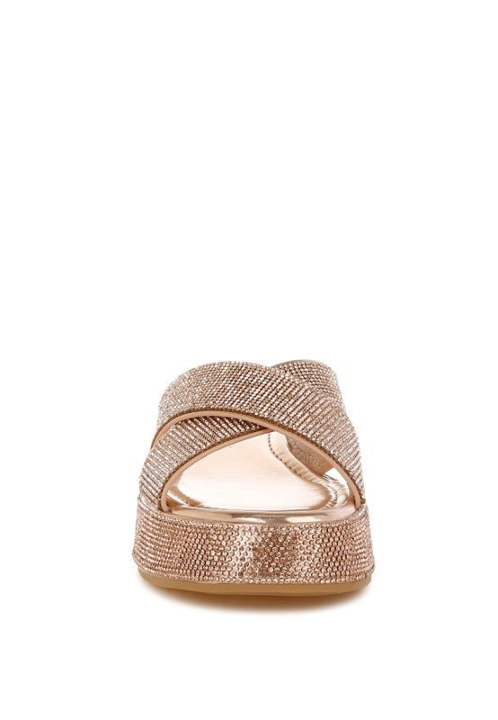 Adena Rhinestone Embellished Flatform Sandals - Reef Love