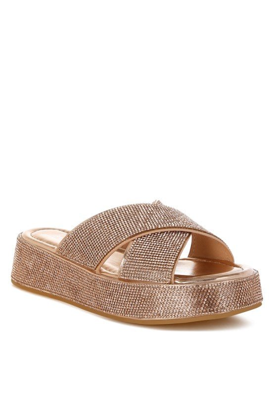Adena Rhinestone Embellished Flatform Sandals - Reef Love